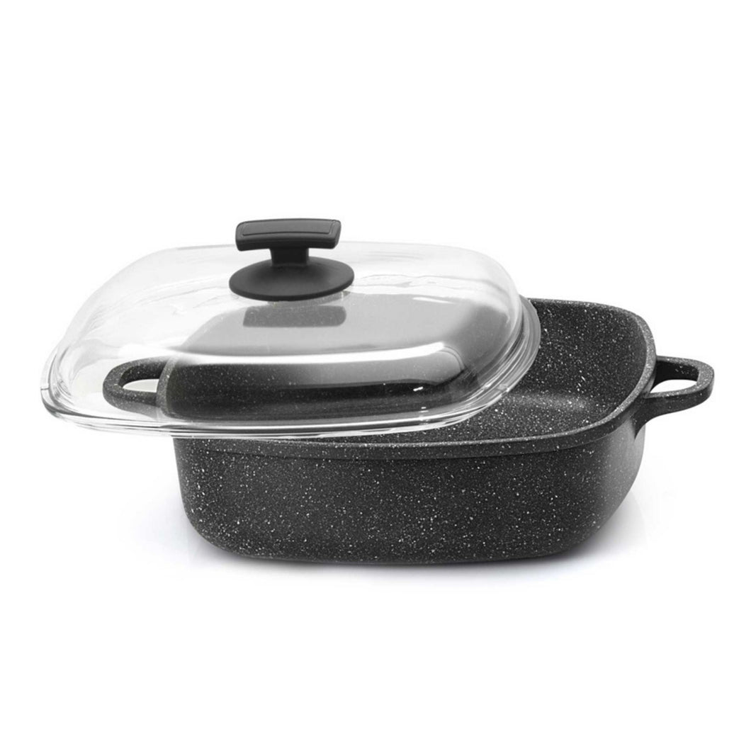 SQUARE PAN WITH LID HARD COOK